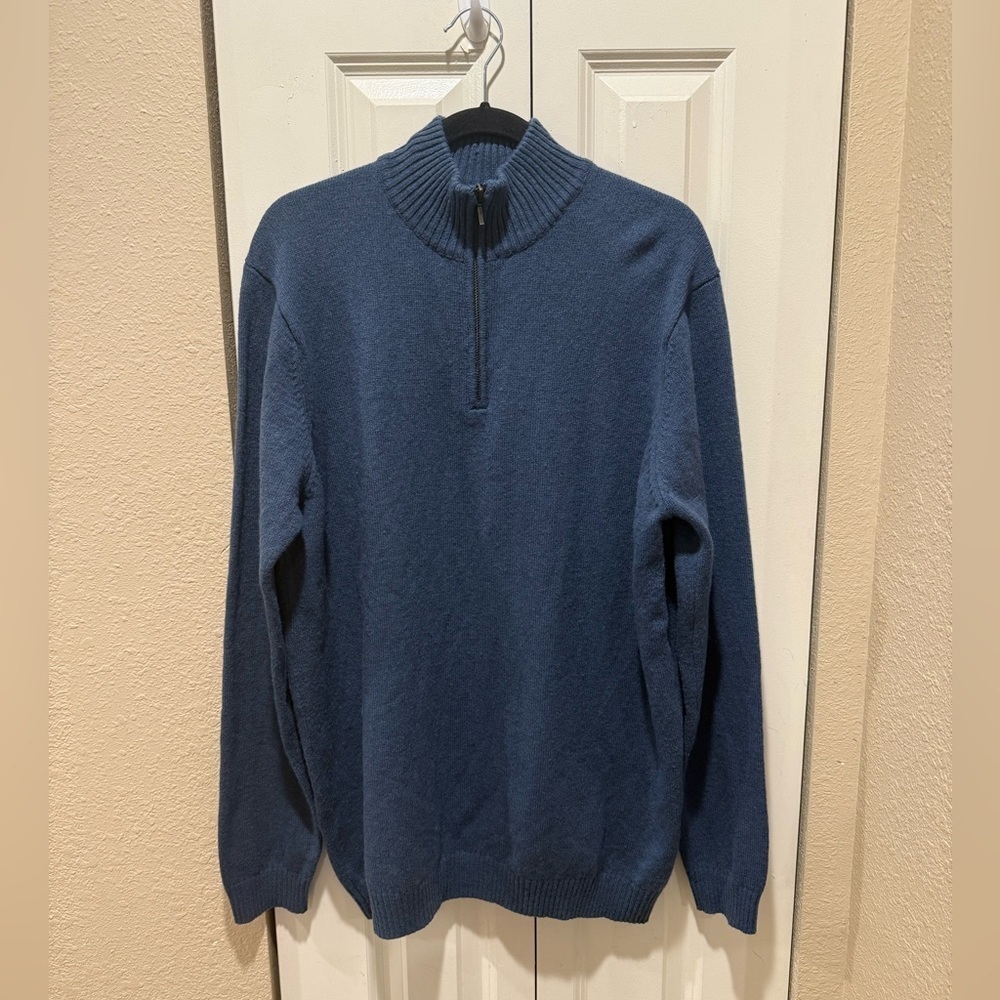 WoolOvers Half Zip Lambswool Sweater in Blue , size XL - Picture 7 of 9